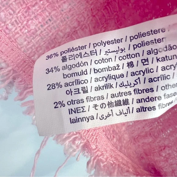 Zara TWEED TEXTURED CROP TOP V-neck w/Frayed Trim - Picture 9 of 11